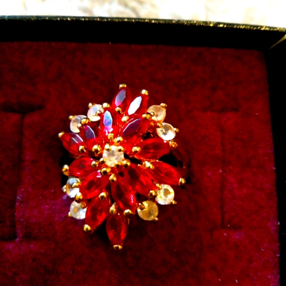 Marquise cut flower cocktail ring